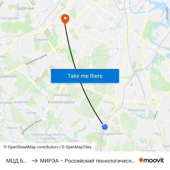 МЦД Бутово to МИРЭА – Российский технологический университет map