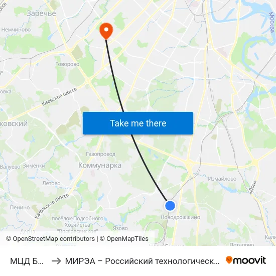 МЦД Бутово to МИРЭА – Российский технологический университет map