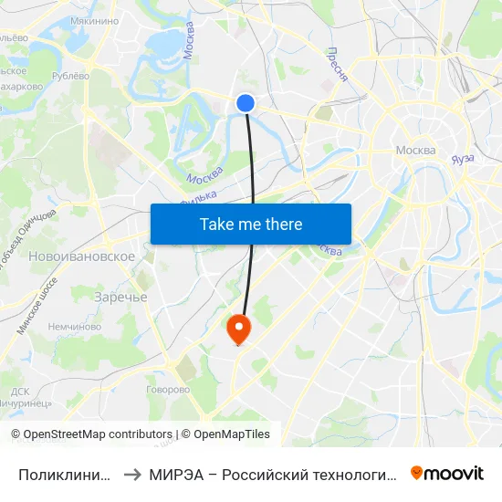 Поликлиника № 115 to МИРЭА – Российский технологический университет map
