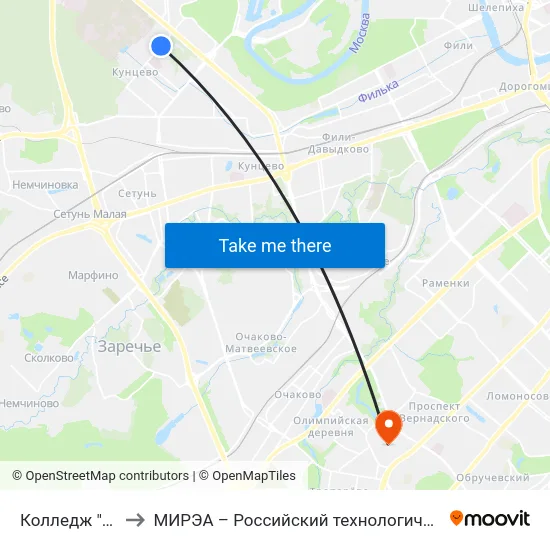 Колледж "Спарта" to МИРЭА – Российский технологический университет map