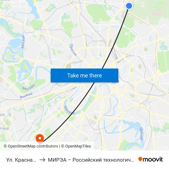 Ул. Красная Сосна to МИРЭА – Российский технологический университет map