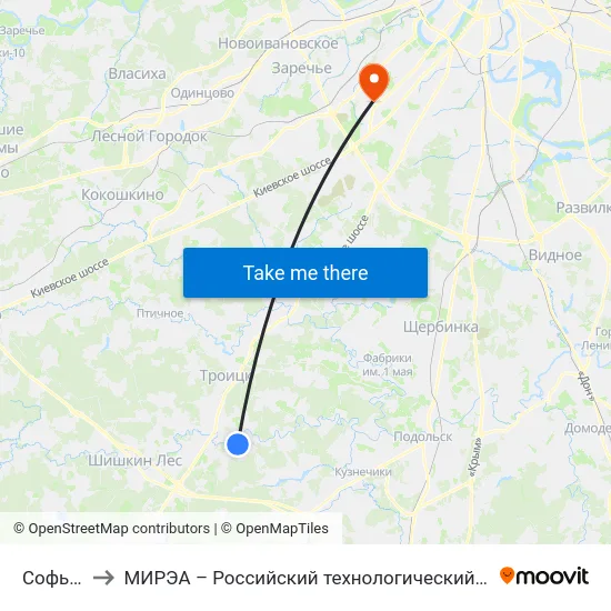 Софьино to МИРЭА – Российский технологический университет map