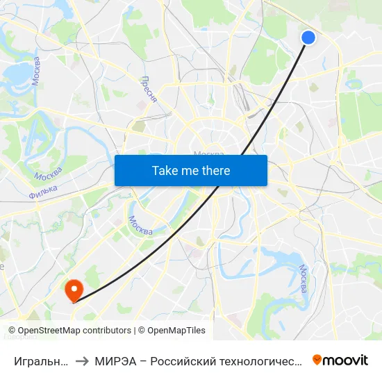 Игральная ул. to МИРЭА – Российский технологический университет map