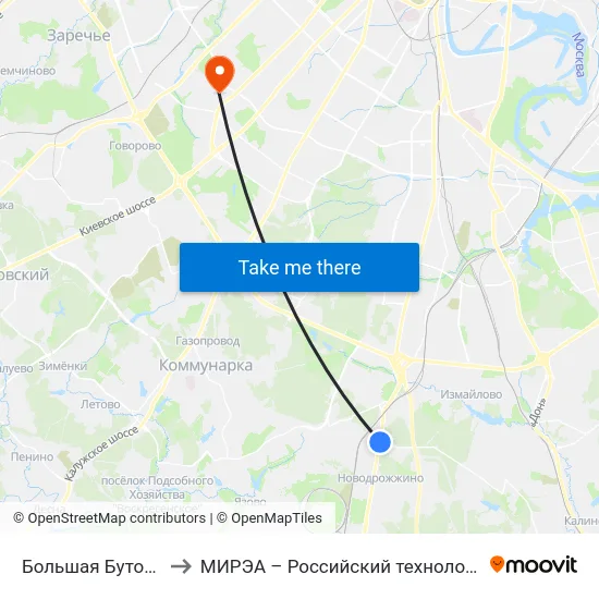 Большая Бутовская улица to МИРЭА – Российский технологический университет map