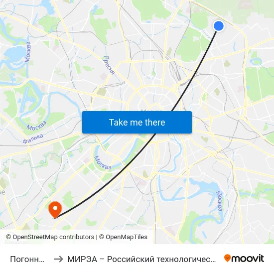 Погонный пр. to МИРЭА – Российский технологический университет map