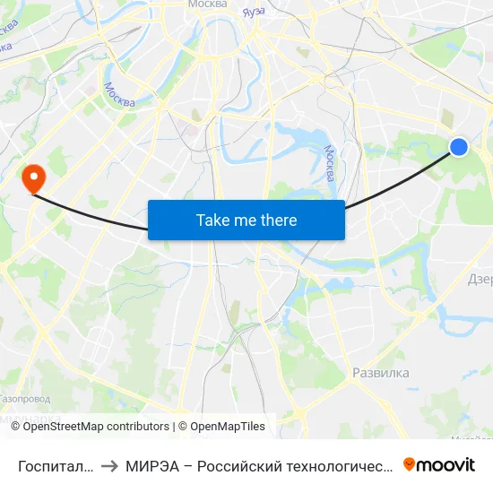 Госпиталь № 2 to МИРЭА – Российский технологический университет map