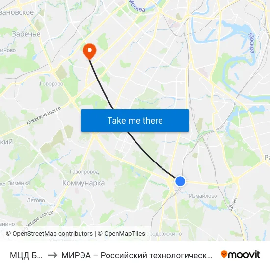 МЦД Битца to МИРЭА – Российский технологический университет map