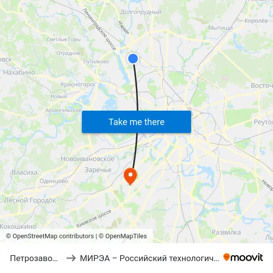 Петрозаводская ул. to МИРЭА – Российский технологический университет map