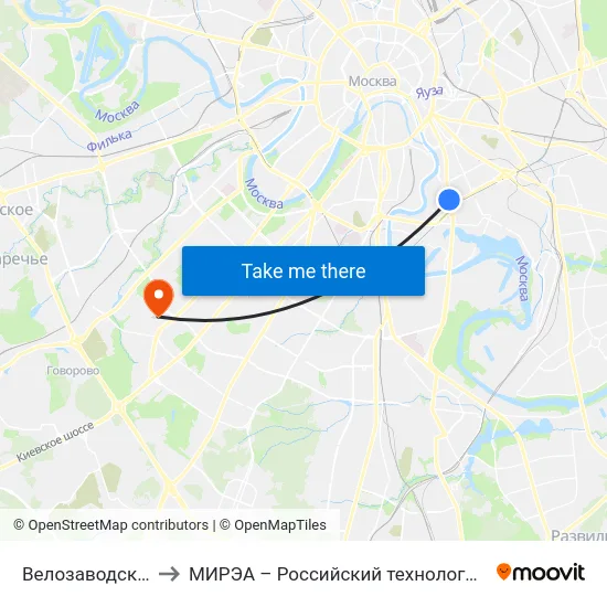 Велозаводский рынок to МИРЭА – Российский технологический университет map