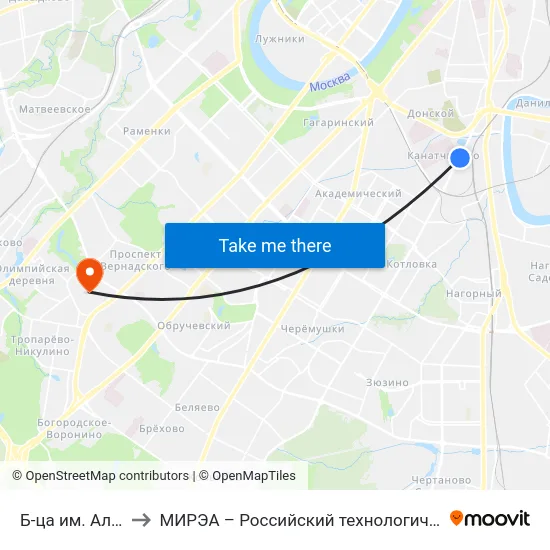 Б-ца им. Алексеева to МИРЭА – Российский технологический университет map