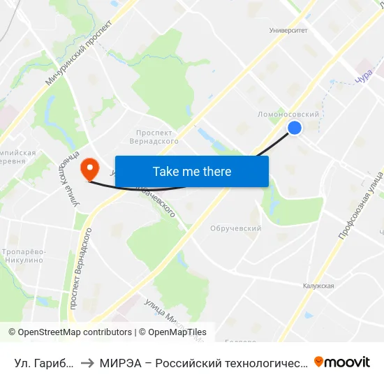 Ул. Гарибальди to МИРЭА – Российский технологический университет map