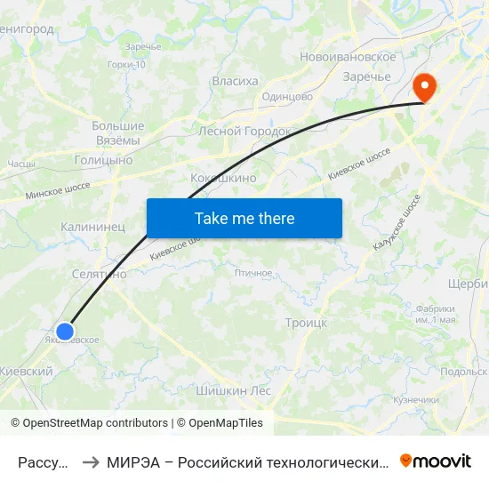 Рассудово to МИРЭА – Российский технологический университет map