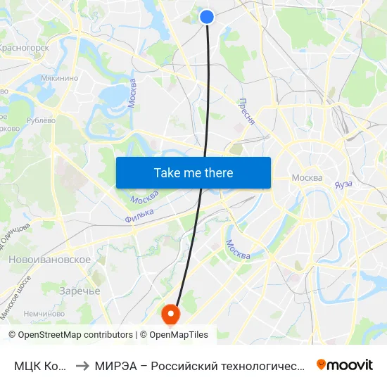 МЦК Коптево to МИРЭА – Российский технологический университет map