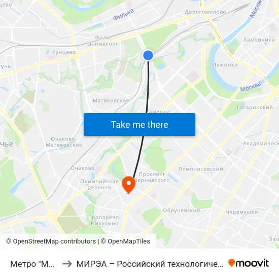 Метро "Минская" to МИРЭА – Российский технологический университет map