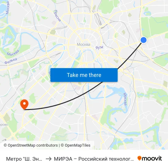 Метро "Ш. Энтузиастов" to МИРЭА – Российский технологический университет map