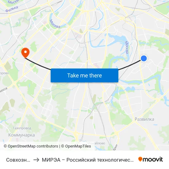 Совхозная ул. to МИРЭА – Российский технологический университет map