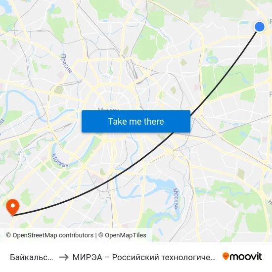 Байкальская ул. to МИРЭА – Российский технологический университет map