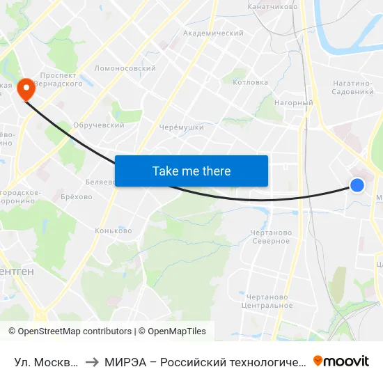 Ул. Москворечье to МИРЭА – Российский технологический университет map