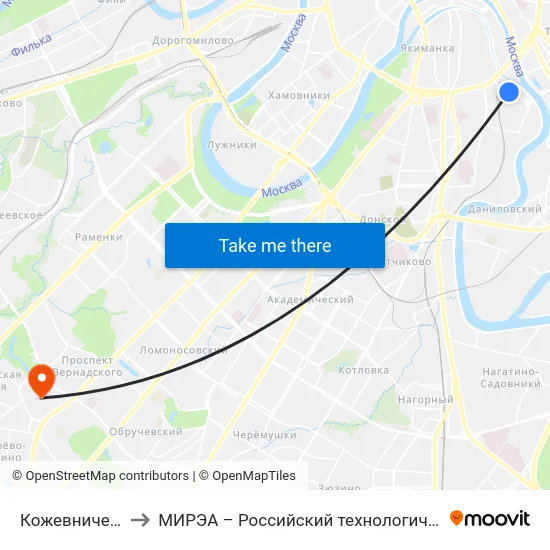 Кожевническая ул. to МИРЭА – Российский технологический университет map