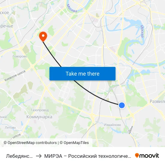 Лебедянская ул. to МИРЭА – Российский технологический университет map