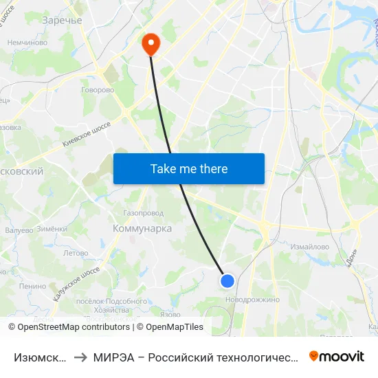 Изюмская ул. to МИРЭА – Российский технологический университет map