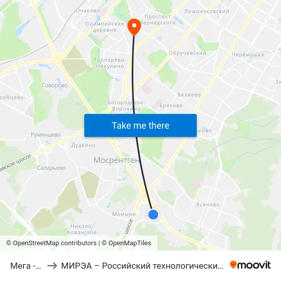 Мега - Оби to МИРЭА – Российский технологический университет map