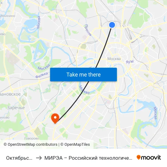 Октябрьская ул. to МИРЭА – Российский технологический университет map