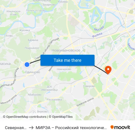 Северная улица to МИРЭА – Российский технологический университет map