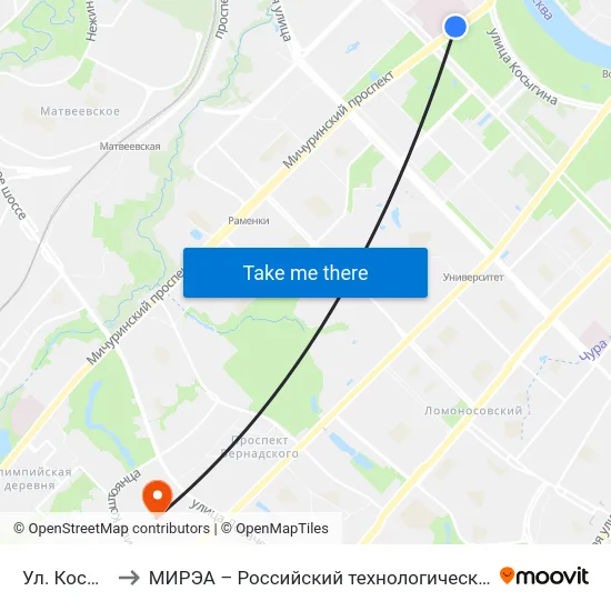 Ул. Косыгина to МИРЭА – Российский технологический университет map