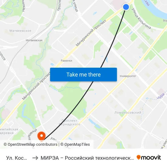 Ул. Косыгина to МИРЭА – Российский технологический университет map