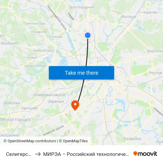 Селигерская ул. to МИРЭА – Российский технологический университет map