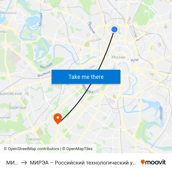 МИИТ to МИРЭА – Российский технологический университет map