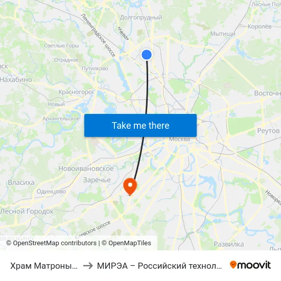 Храм Матроны Московской to МИРЭА – Российский технологический университет map