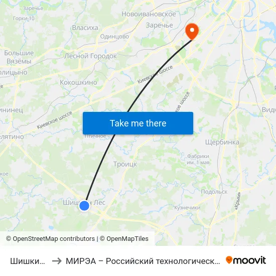 Шишкин Лес to МИРЭА – Российский технологический университет map