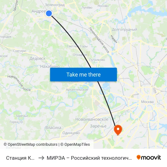 Станция Крюково to МИРЭА – Российский технологический университет map