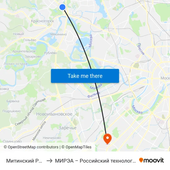 Митинский Радиорынок to МИРЭА – Российский технологический университет map