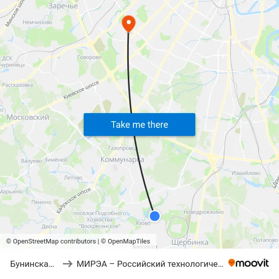 Бунинская Аллея to МИРЭА – Российский технологический университет map