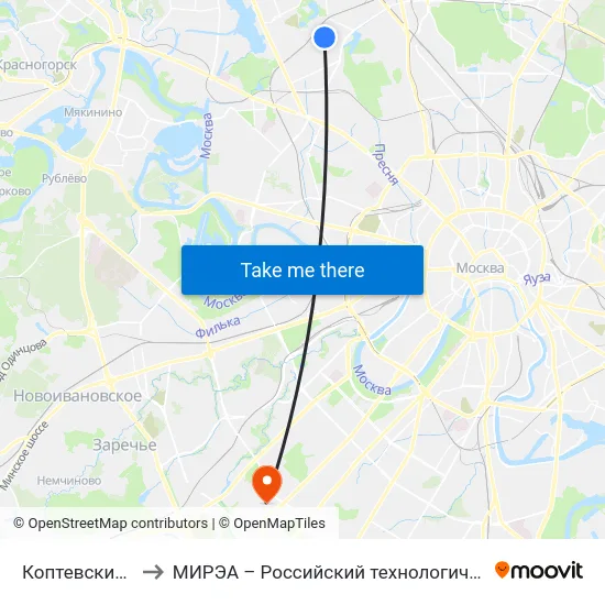 Коптевский рынок to МИРЭА – Российский технологический университет map