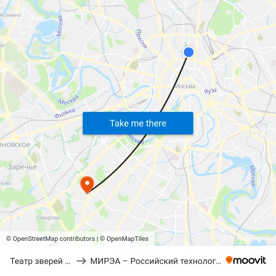 Театр зверей им. Дурова to МИРЭА – Российский технологический университет map
