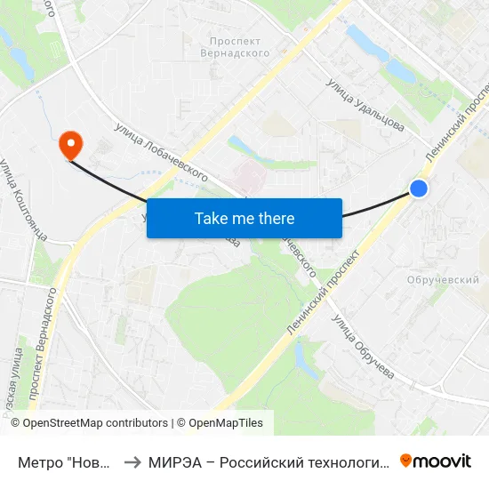 Метро "Новаторская" to МИРЭА – Российский технологический университет map