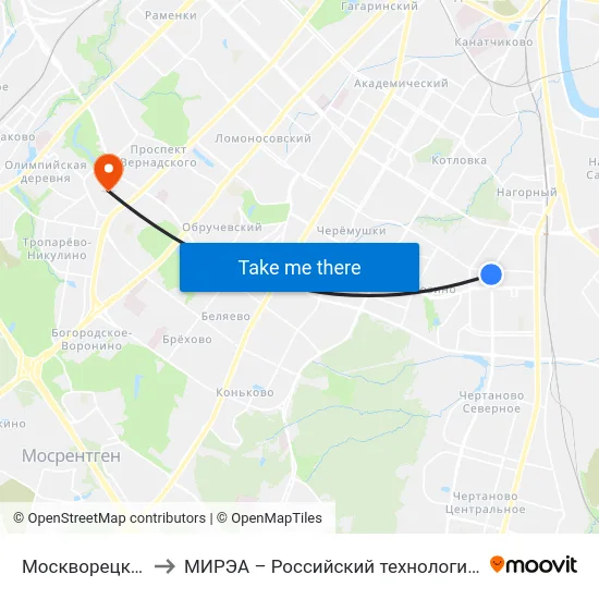 Москворецкий рынок to МИРЭА – Российский технологический университет map