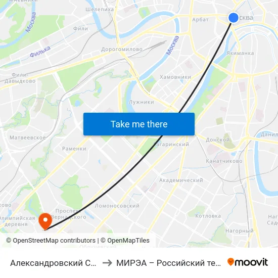 Александровский Сад (Aleksandrovsky Sad) to МИРЭА – Российский технологический университет map
