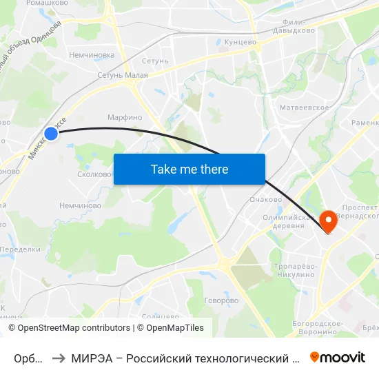 Орбион to МИРЭА – Российский технологический университет map