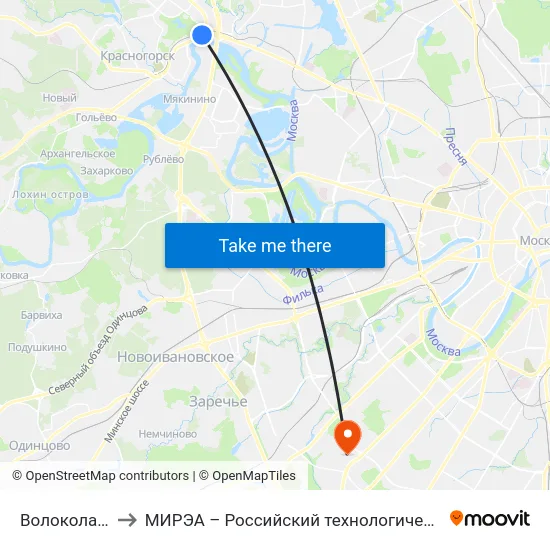 Волоколамская to МИРЭА – Российский технологический университет map