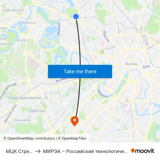МЦК Стрешнево to МИРЭА – Российский технологический университет map