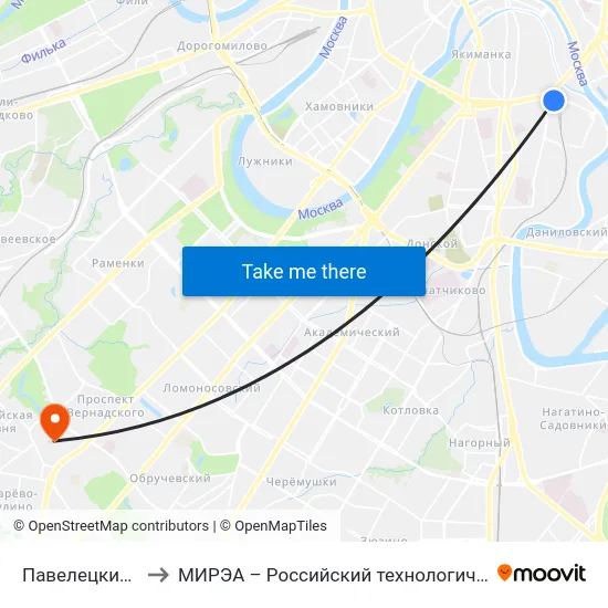 Павелецкий вокзал to МИРЭА – Российский технологический университет map