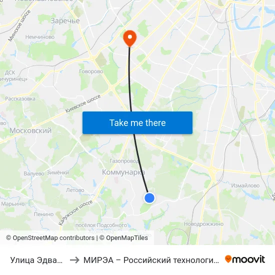 Улица Эдварда Грига to МИРЭА – Российский технологический университет map