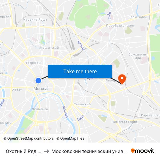 Охотный Ряд (Okhotny Ryad) to Московский технический университет связи и информатики map