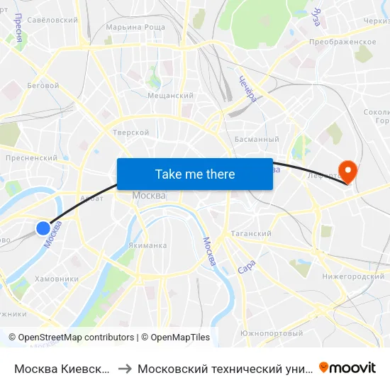 Москва Киевская (Kievsky Station) to Московский технический университет связи и информатики map