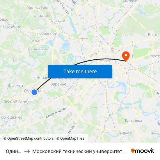 Одинцово to Московский технический университет связи и информатики map